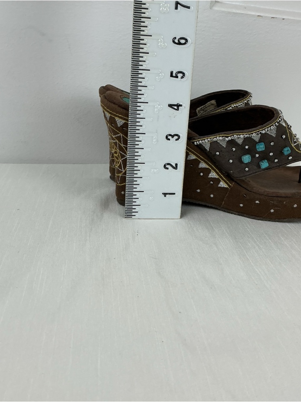 Boho Turquoise Beaded Wedge Sandals - Picture 11 of 11